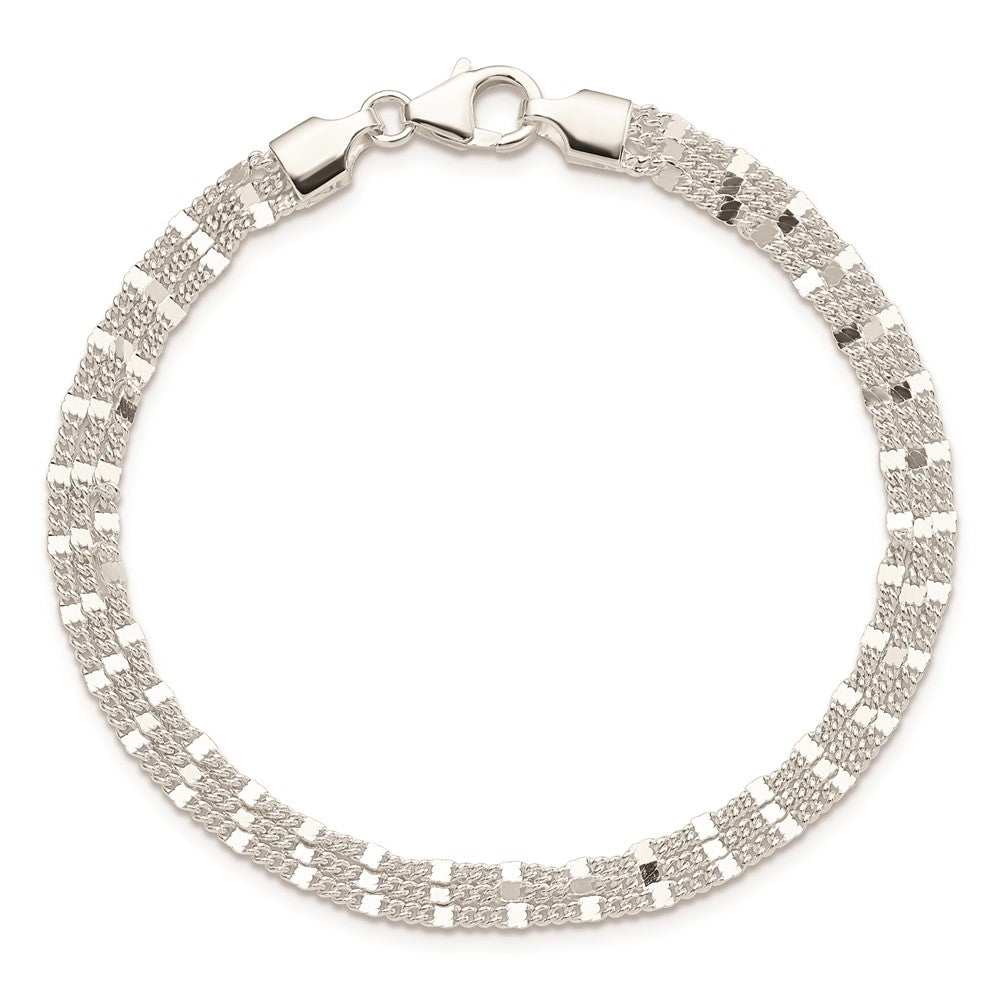 7.25 Zoll Sterlingsilber Poliert 3-strand Armband