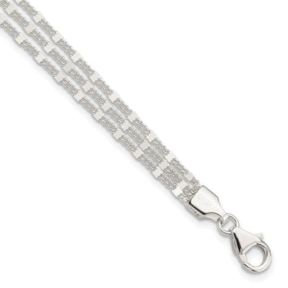 7.25 Zoll Sterlingsilber Poliert 3-strand Armband
