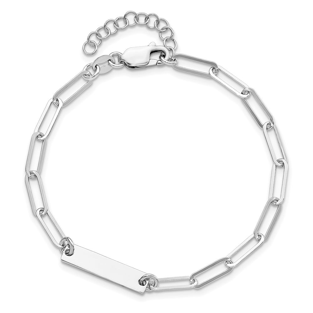 7 Zoll Sterlingsilber Rhodiniert Poliert Stab mit 1 Zoll Verlängerung. Armband