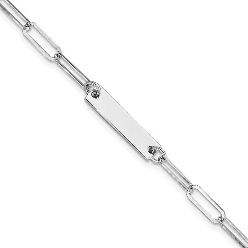 7 Zoll Sterlingsilber Rhodiniert Poliert Stab mit 1 Zoll Verlängerung. Armband