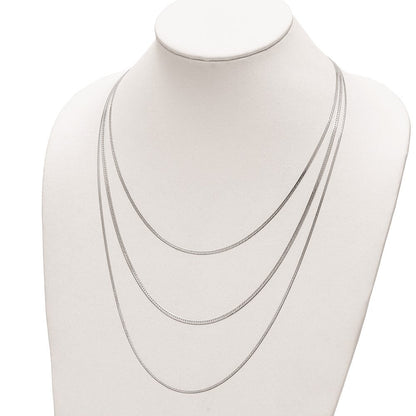 Sterlingsilber Rhodiniert Poliert Multi-strand mit 2.75 Zoll Verlängerung. Necklac