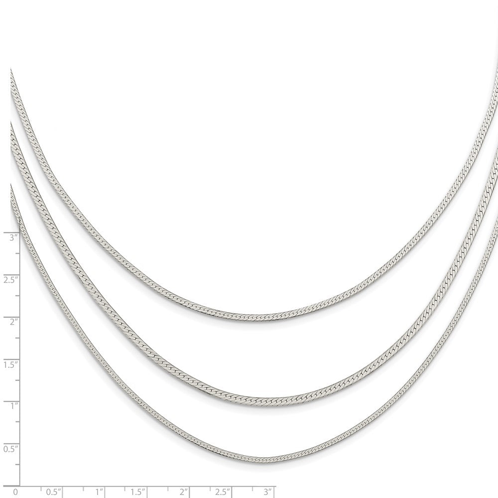 Sterlingsilber Rhodiniert Poliert Multi-strand mit 2.75 Zoll Verlängerung. Necklac