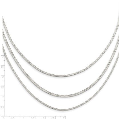 Sterlingsilber Rhodiniert Poliert Multi-strand mit 2.75 Zoll Verlängerung. Necklac