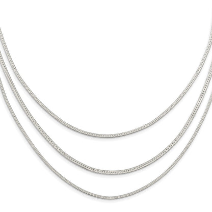Sterlingsilber Rhodiniert Poliert Multi-strand mit 2.75 Zoll Verlängerung. Necklac