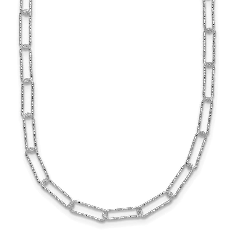 Sterlingsilber Diamantiert Fantasie Offen Glieder mit 1.5 in Verlängerung. Halskette