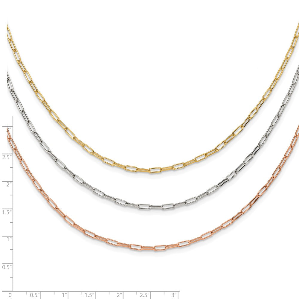 Sterlingsilber Rhodiniert-plate Rose/yellow-tone Büroklammer Glieder 3-strand Necklac