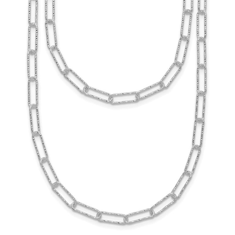 Sterlingsilber Zwei Diamantiert Fantasieglieder mit 1.25 in Verlängerung. Halskette