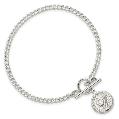7.5 Zoll Sterlingsilber Replica Roman Münze Knebel Armband