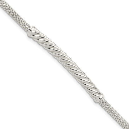 8 Zoll Sterlingsilber Rhodiniert Poliert Gedreht Stab Armband
