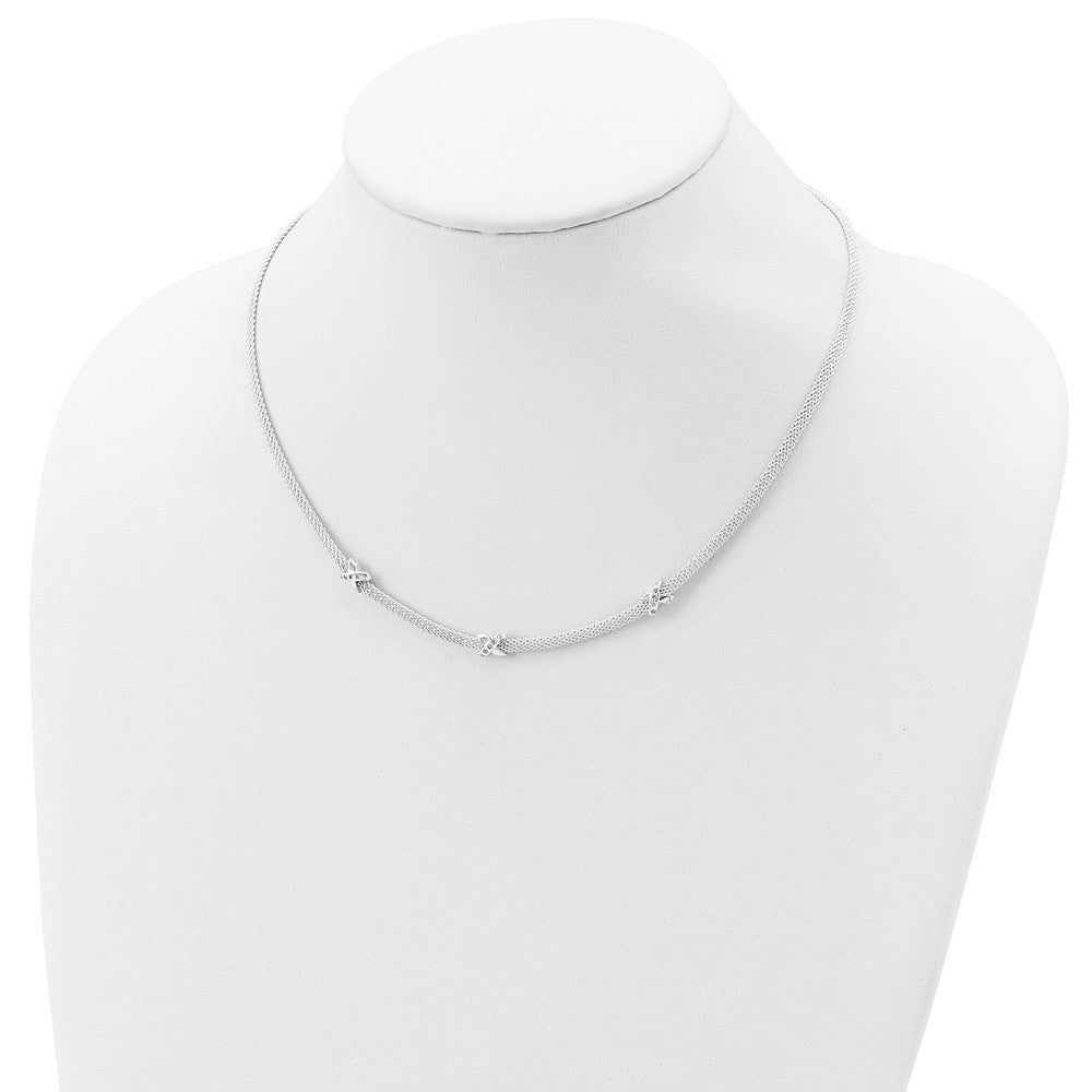 Sterlingsilber Poliert Zirkonia Xs mit 2 Zoll Verlängerung. Halskette