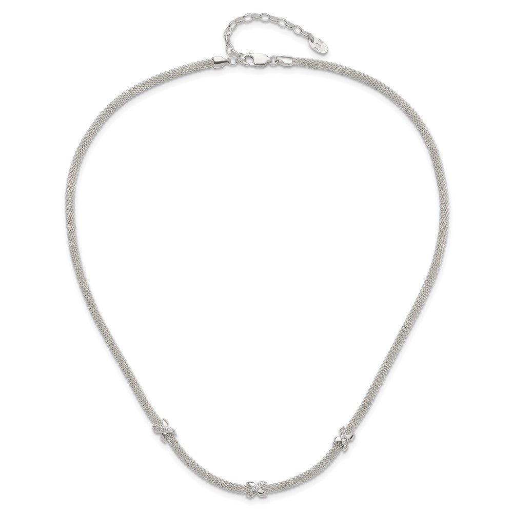Sterlingsilber Poliert Zirkonia Xs mit 2 Zoll Verlängerung. Halskette