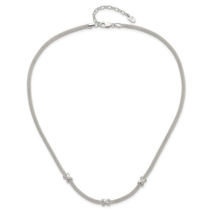 Sterlingsilber Poliert Zirkonia Xs mit 2 Zoll Verlängerung. Halskette