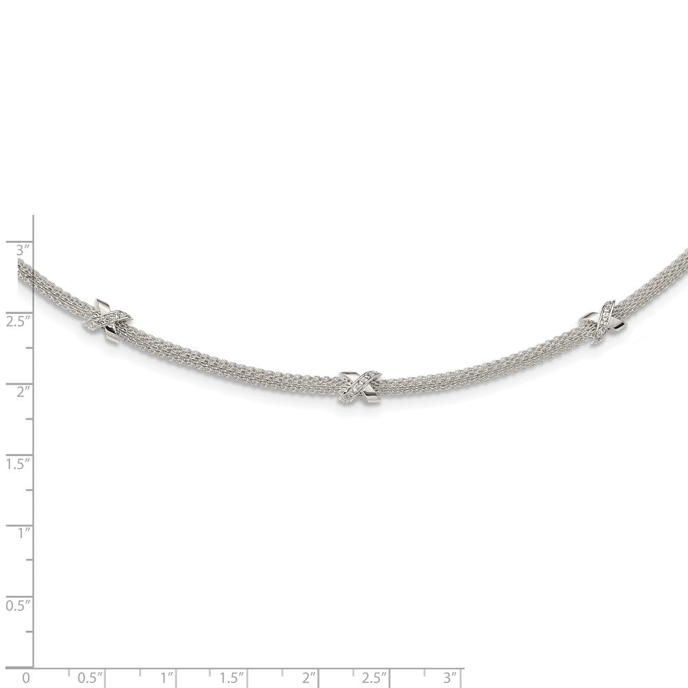 Sterlingsilber Poliert Zirkonia Xs mit 2 Zoll Verlängerung. Halskette