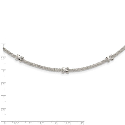 Sterlingsilber Poliert Zirkonia Xs mit 2 Zoll Verlängerung. Halskette