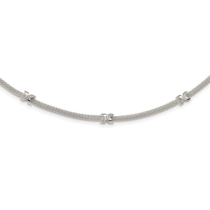 Sterlingsilber Poliert Zirkonia Xs mit 2 Zoll Verlängerung. Halskette