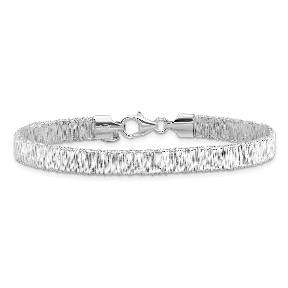 7.5 Zoll Sterlingsilber Rhodiniert Draht Wrapped mit 1 Zoll Verlängerung. Armband