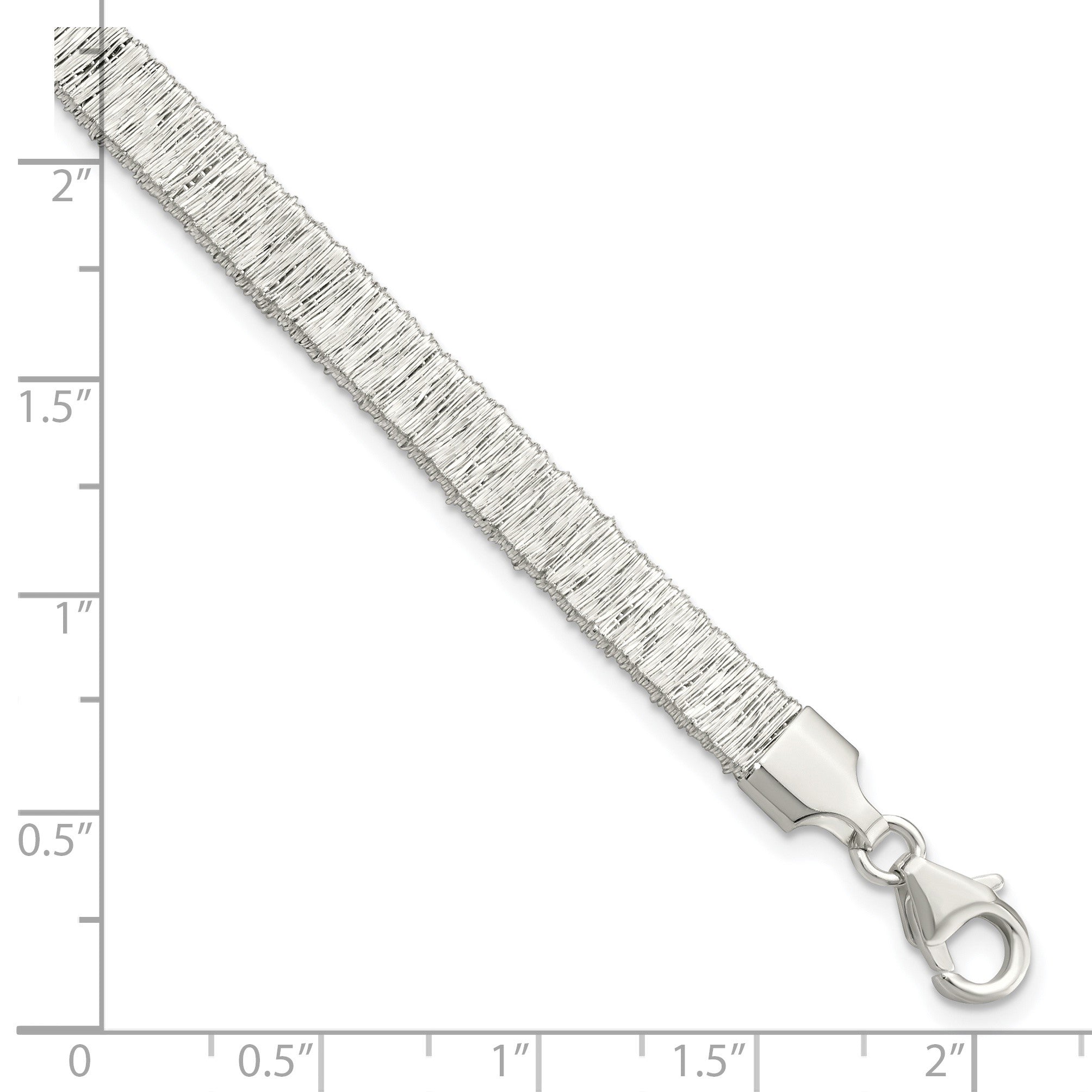 7.5 Zoll Sterlingsilber Rhodiniert Draht Wrapped mit 1 Zoll Verlängerung. Armband