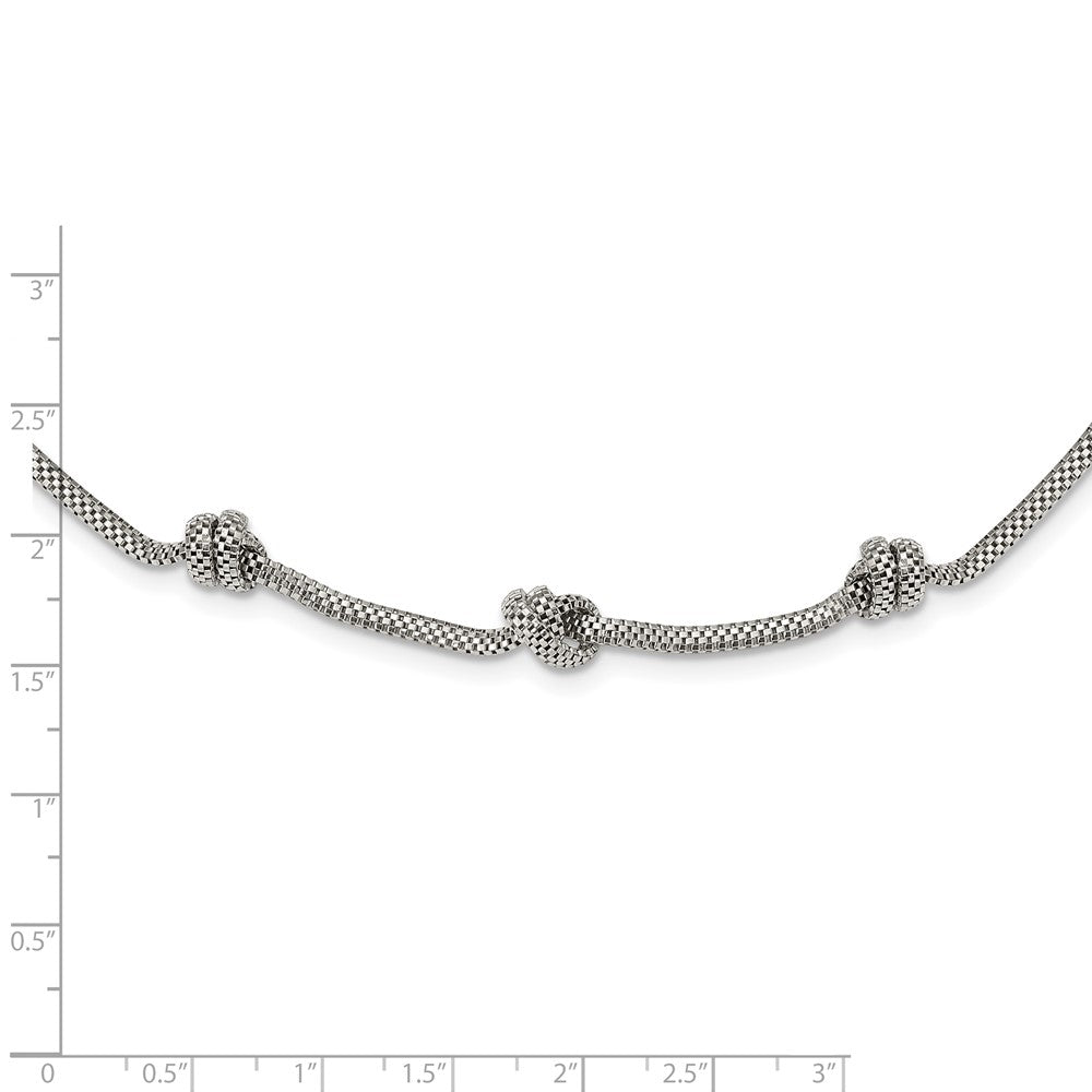 Sterlingsilber Rhodiniert Geknotet Netz mit 2 Zoll Verlängerung Halskette