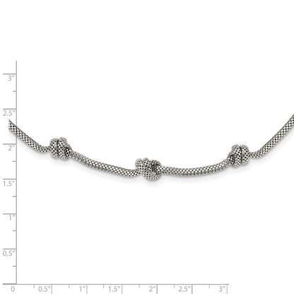 Sterlingsilber Rhodiniert Geknotet Netz mit 2 Zoll Verlängerung Halskette