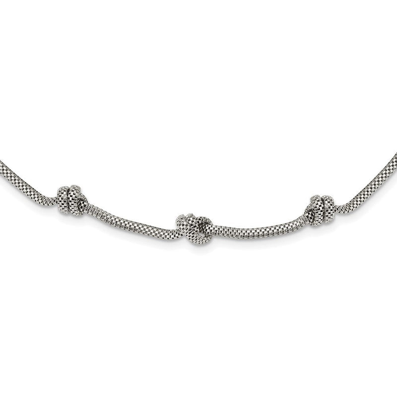 Sterlingsilber Rhodiniert Geknotet Netz mit 2 Zoll Verlängerung Halskette