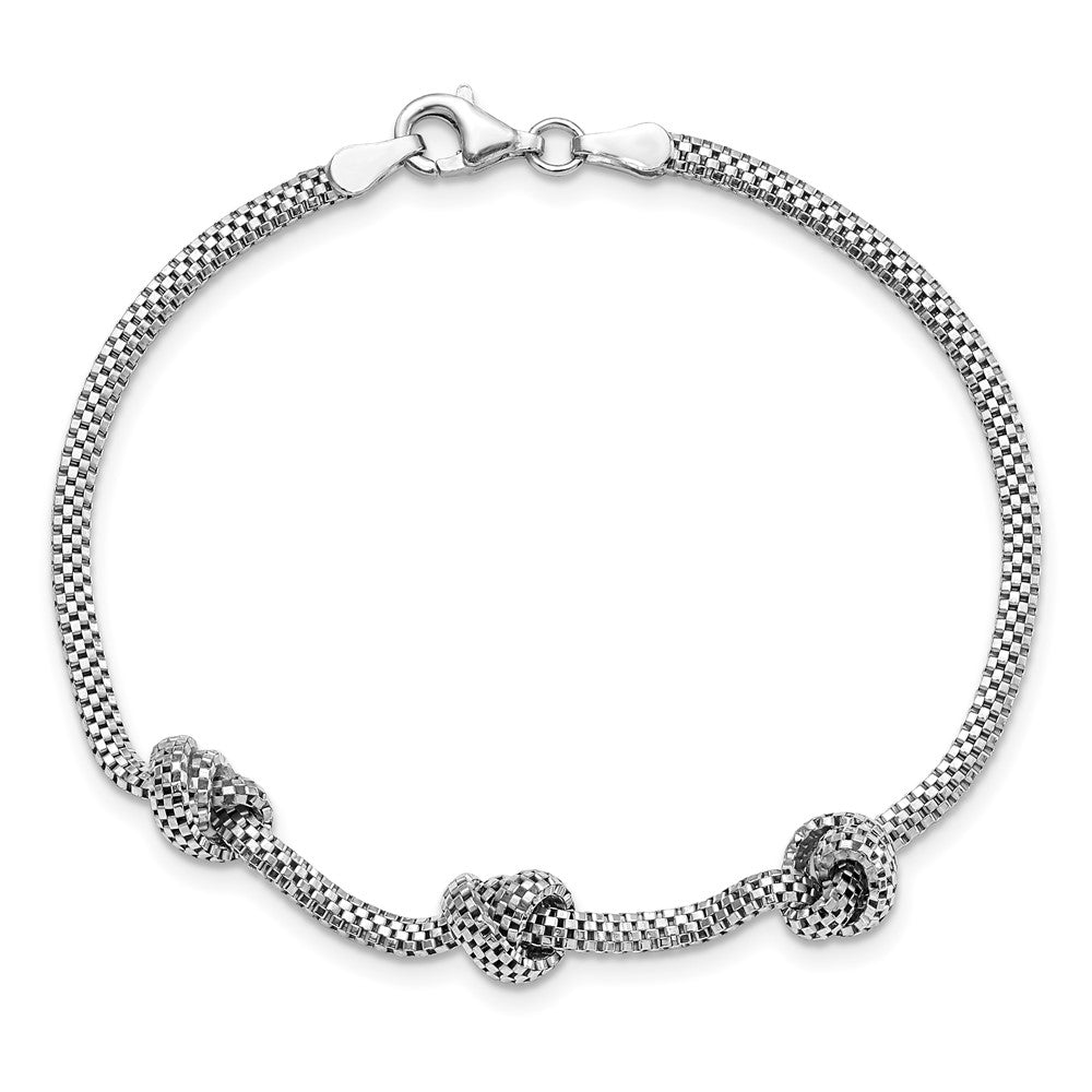 7.25 Zoll Sterlingsilber Rhodiniert Geknotet Netz Armband