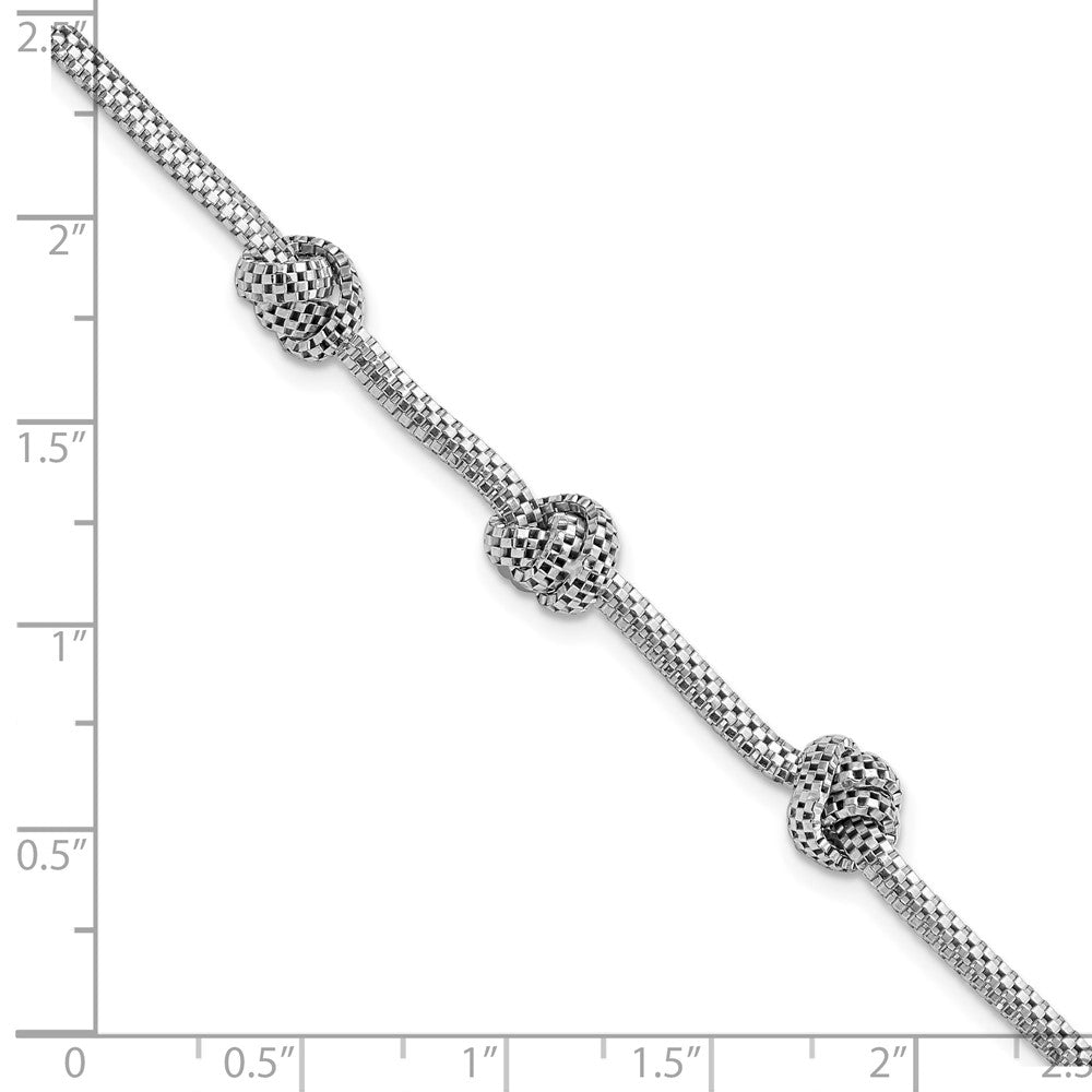 7.25 Zoll Sterlingsilber Rhodiniert Geknotet Netz Armband