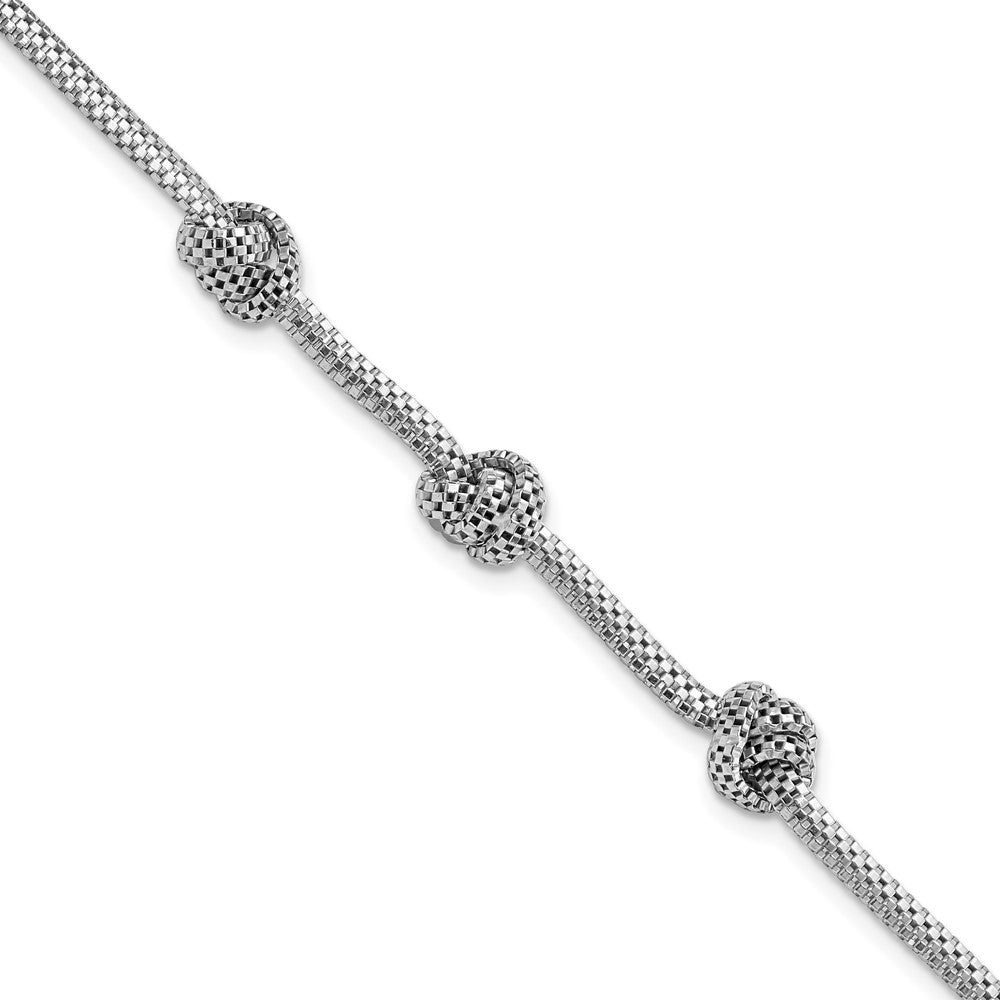 7.25 Zoll Sterlingsilber Rhodiniert Geknotet Netz Armband