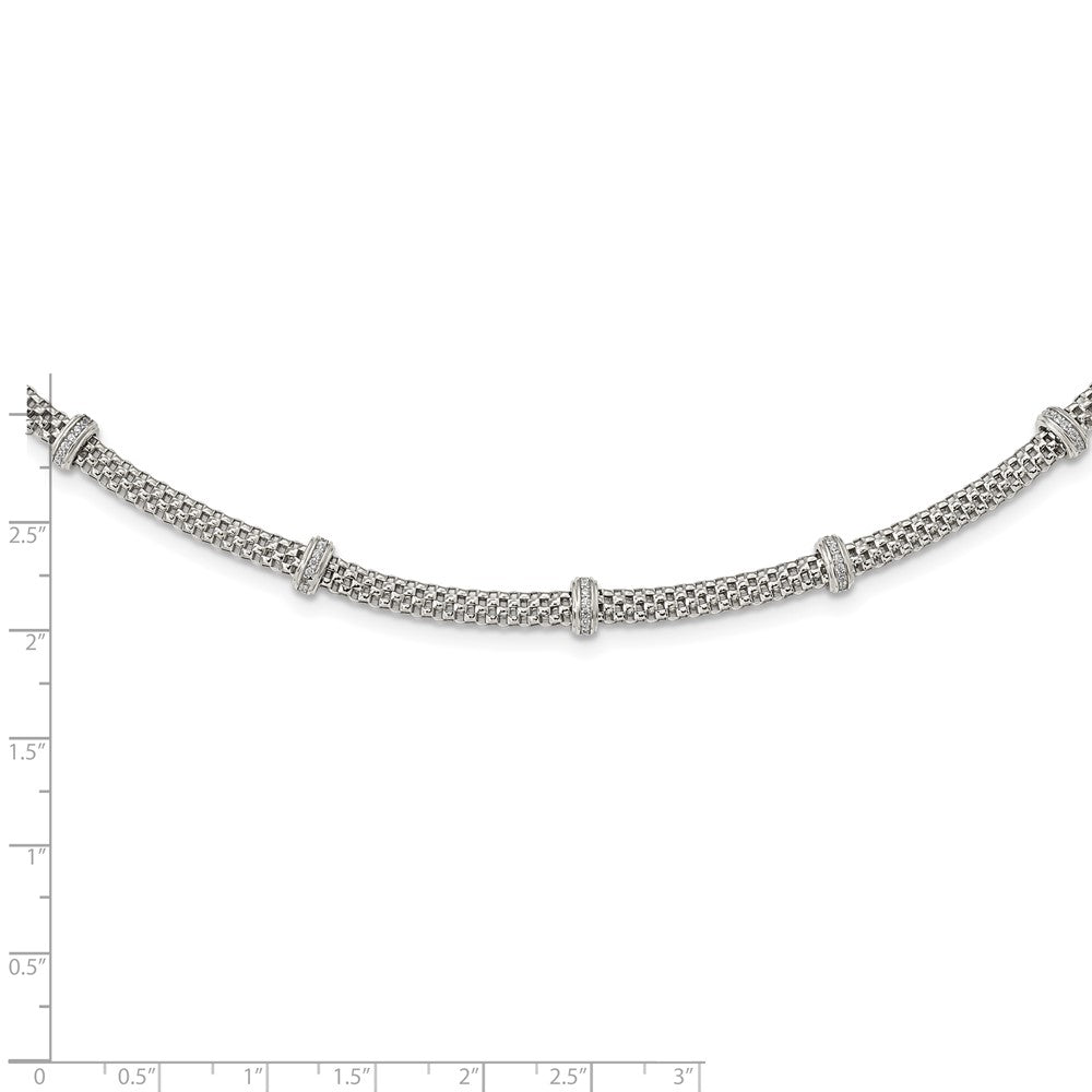 Sterlingsilber Rhodiniert Poliert Zirkonia Halskette