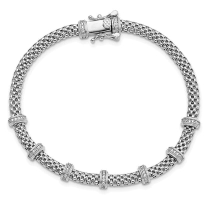 7.5 Zoll Sterlingsilber Rhodiniert Poliert Zirkonia Armband