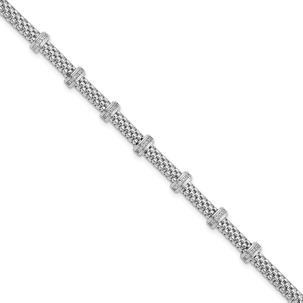 7.5 Zoll Sterlingsilber Rhodiniert Poliert Zirkonia Armband