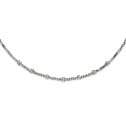 Sterlingsilber Rhodiniert Poliert Zirkonia X Halskette