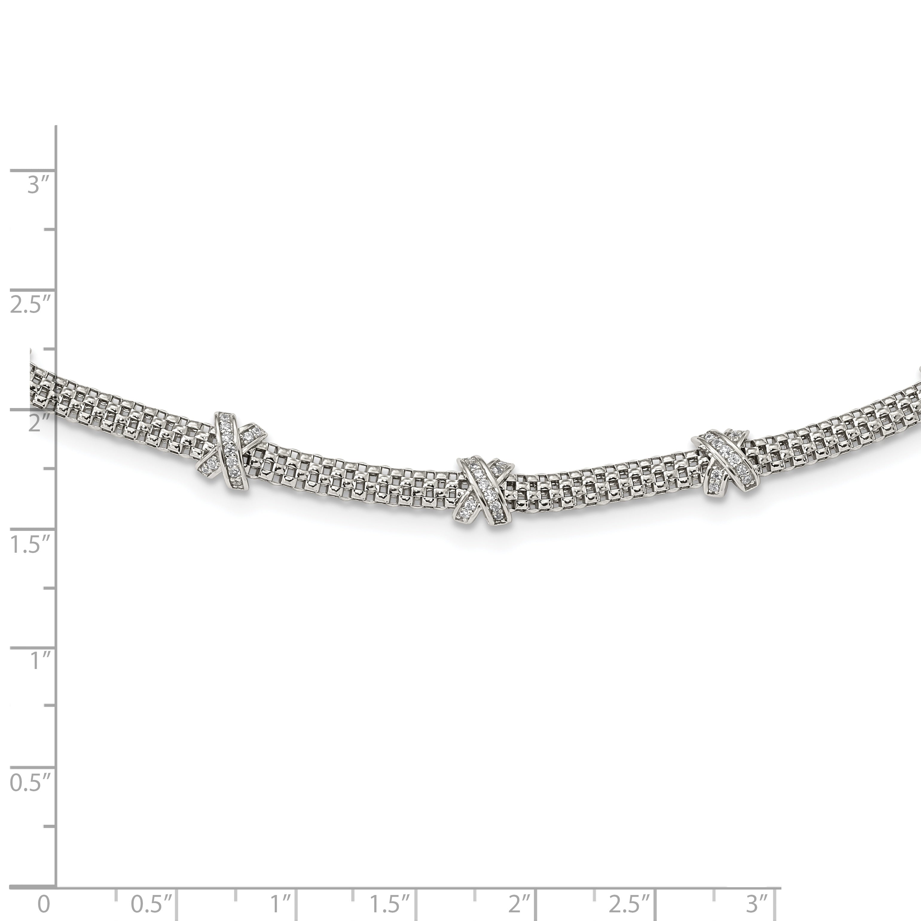 Sterlingsilber Rhodiniert Poliert Zirkonia X Halskette
