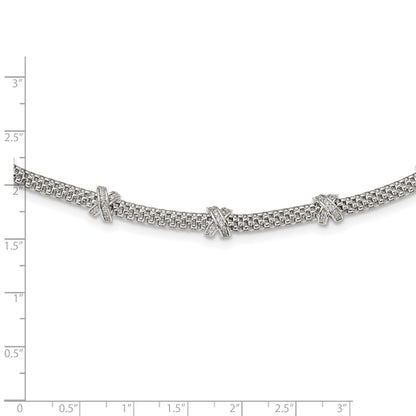 Sterlingsilber Rhodiniert Poliert Zirkonia X Halskette