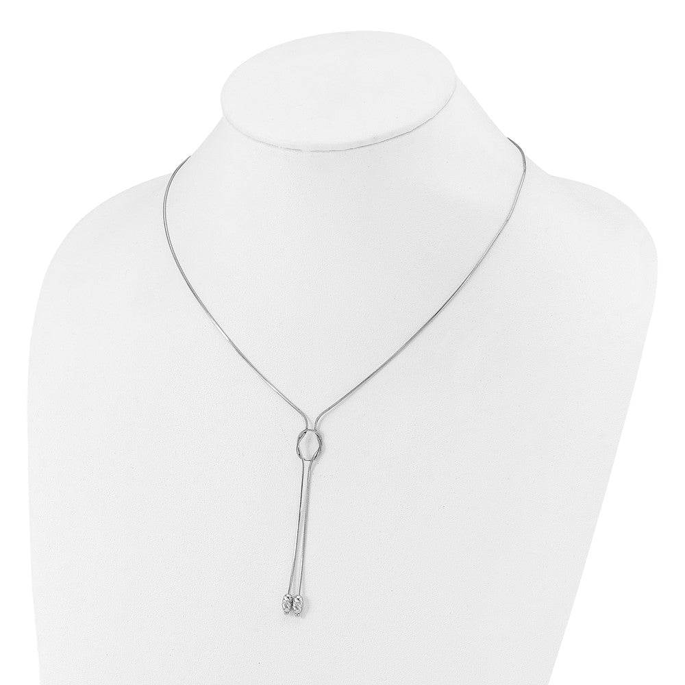 Sterlingsilber Rhodiniert Diamantiert Perlen Fantasie Loop Tropfen Halskette
