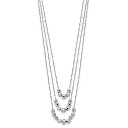 Sterlingsilber Poliert 3-strand Gekugelt Halskette
