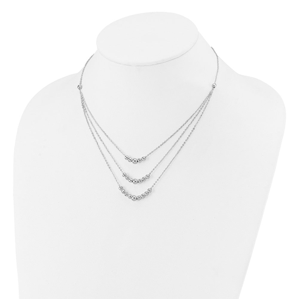 Sterlingsilber Poliert 3-strand Gekugelt Halskette