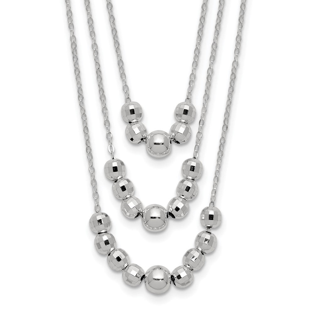 Sterlingsilber Poliert 3-strand Gekugelt Halskette