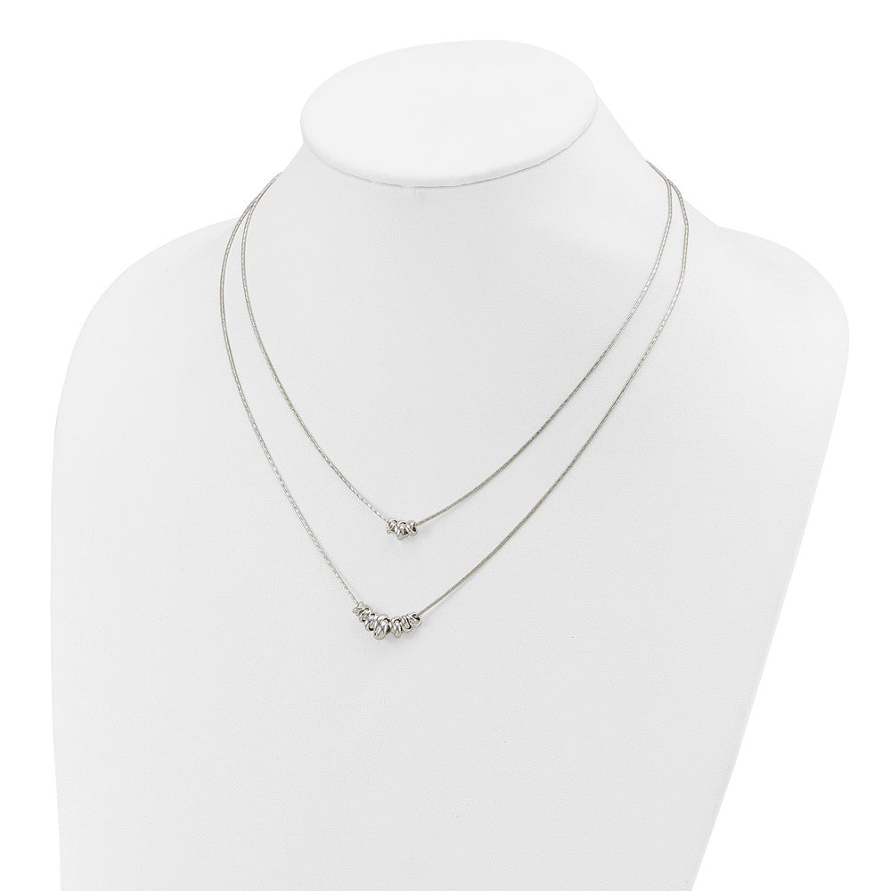 Sterlingsilber Doppelt Rings 2-strand mit Verlängerung Halskette