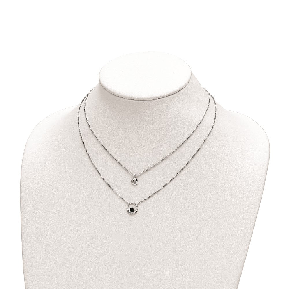 Sterlingsilber Rhodium-plate Emaille Kreise 2-strand mit 1 Zoll Verlängerung Halskette