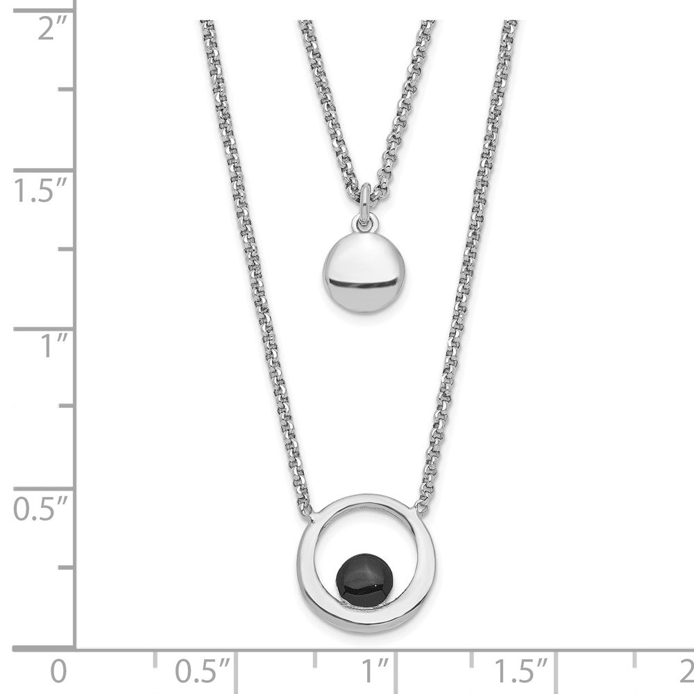 Sterlingsilber Rhodium-plate Emaille Kreise 2-strand mit 1 Zoll Verlängerung Halskette