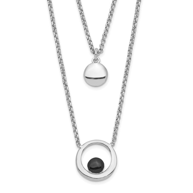 Sterlingsilber Rhodium-plate Emaille Kreise 2-strand mit 1 Zoll Verlängerung Halskette