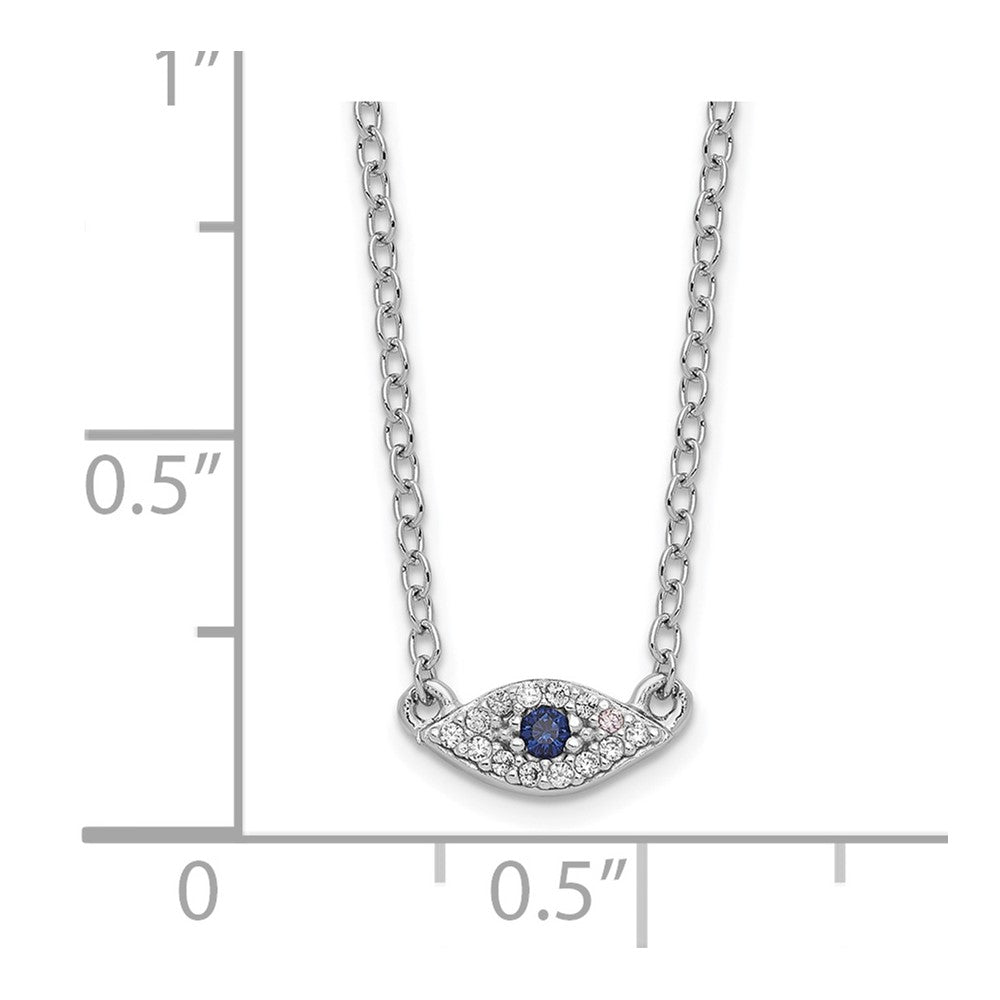 Sterlingsilber Rhodiniert Poliert Blau & Weiß Zirkonia Auge Halskette
