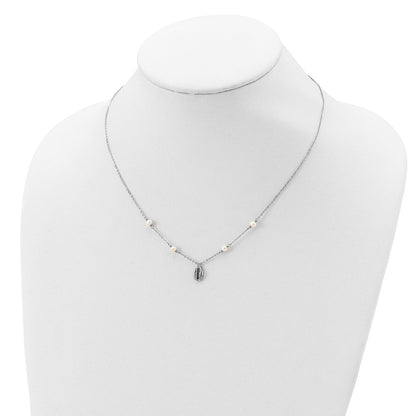 Sterlingsilber Rhodiniert Cowrie Muschel & Fw Zuchtperle Halskette