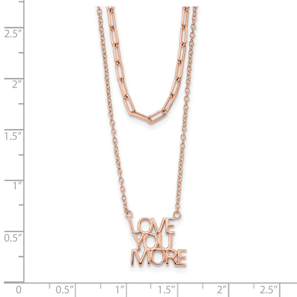 Sterlingsilber Roséfarben Liebe You More Zwei Strang 16 Zoll Halskette