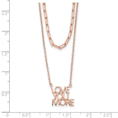 Sterlingsilber Roséfarben Liebe You More Zwei Strang 16 Zoll Halskette