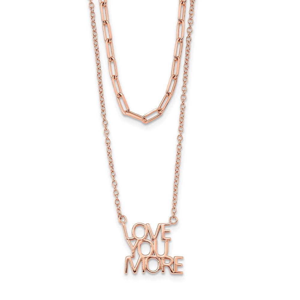 Sterlingsilber Roséfarben Liebe You More Zwei Strang 16 Zoll Halskette