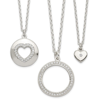 Sterlingsilber 3 Zirkonia Pendants All 16 (necklace Set)