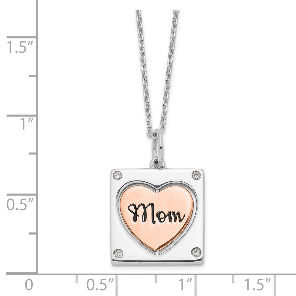 Sterlingsilber Rhodiniert Roséfarben Mama/love Herz Mittig Spins Zirkonia mit 2 Zoll Ex