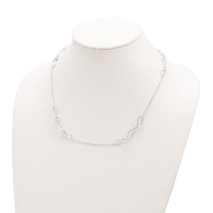Sterlingsilber Gehämmert Oval mit Perlen Halskette