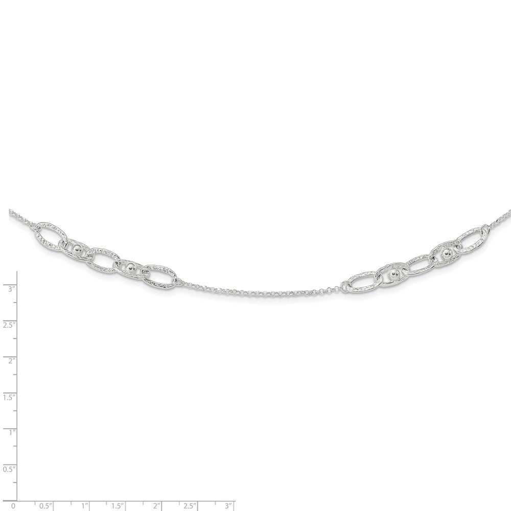 Sterlingsilber Gehämmert Oval mit Perlen Halskette